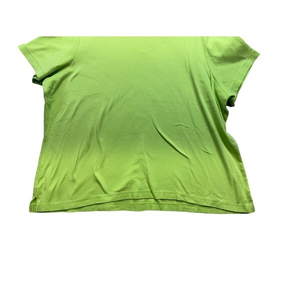 Quacker Factory Womens Beaded V-Neck Tee Top 2X Green Short Sleeve Cotton - Picture 10 of 11